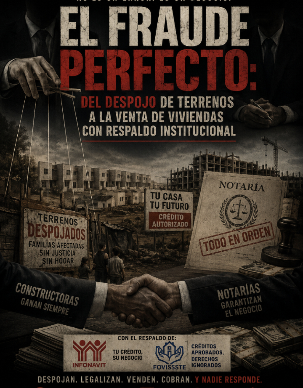 El fraude perfecto: de la invasión de terrenos a la venta de viviendas con respaldo institucional