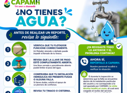 ¿No tienes agua en tu domicilio? Antes de realizar un reporte revisa esto