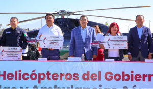 Sergio Salomón reactiva tres helicópteros para brindar servicios de salud, seguridad y protección civil