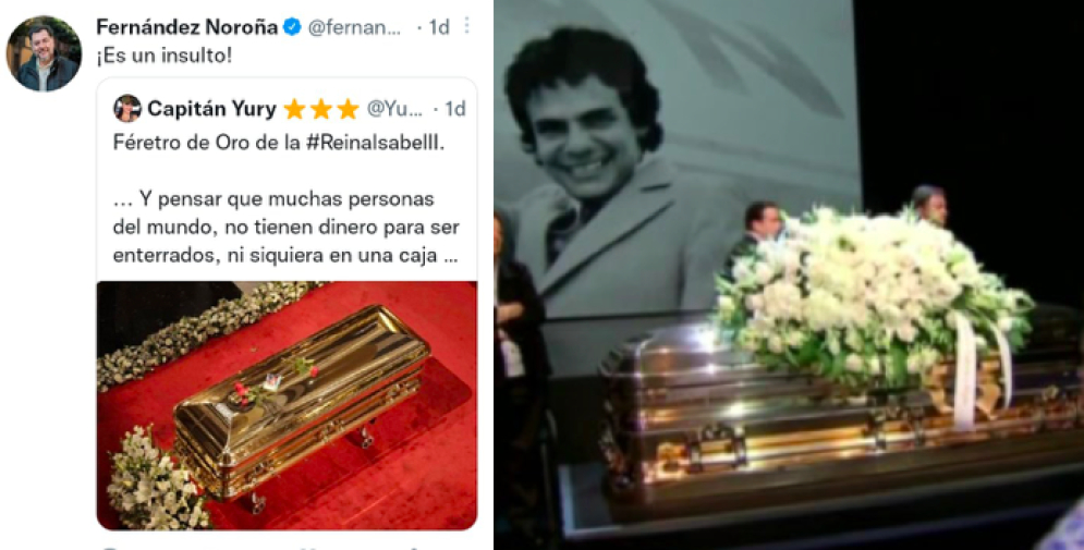 Noroña confunde ataúd de la reina Isabel II con el del cantante José José