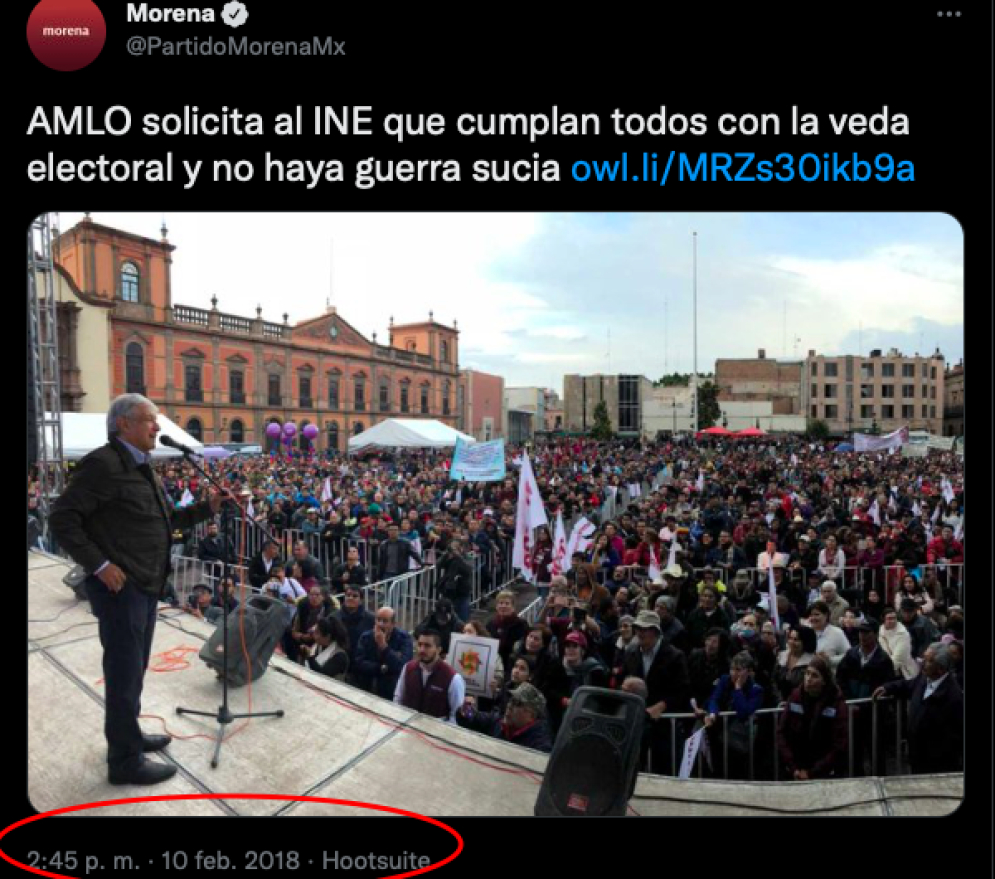 ¿Siempre hay un Tweet? Recuerdan que en 2018 AMLO pedía al INE que todos respetaran la veda electoral