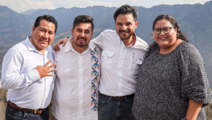 Alfredo Vázquez, Guillermo Santiago, Zoé Robledo y Citlalli Hernández  