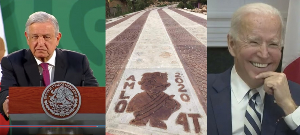 AMLO presume a Joe Biden caminos artesanales hechos en Oaxaca por pobladores; lo invita a conocerlos