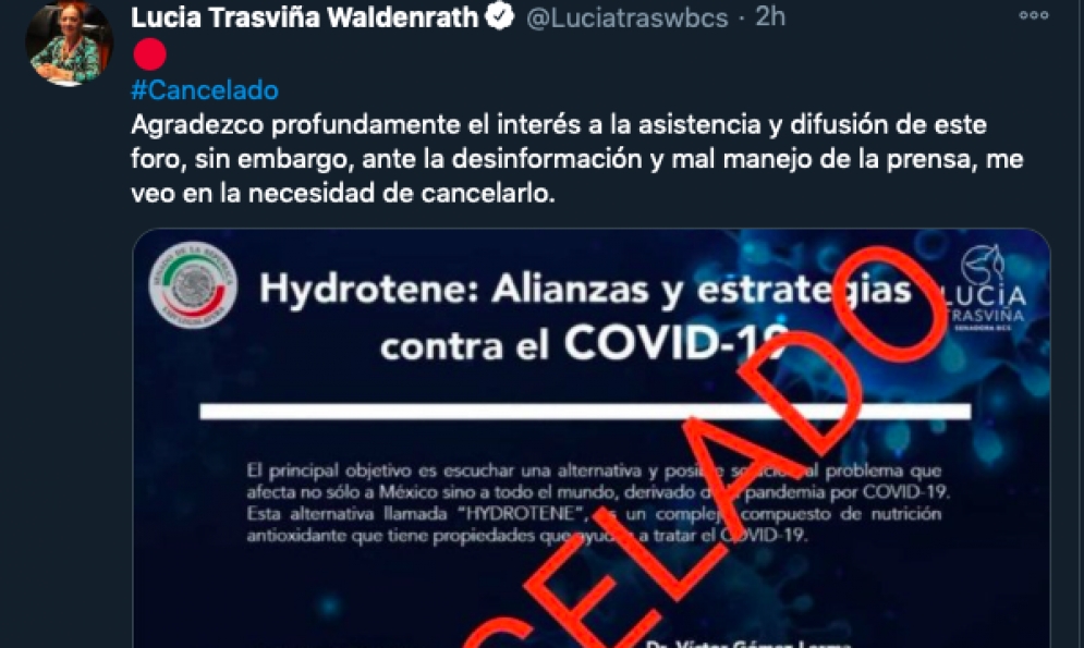 Senadora de morena cancela foro donde discutiría presuntas estrategias contra el Covid-19; culpa a la prensa
