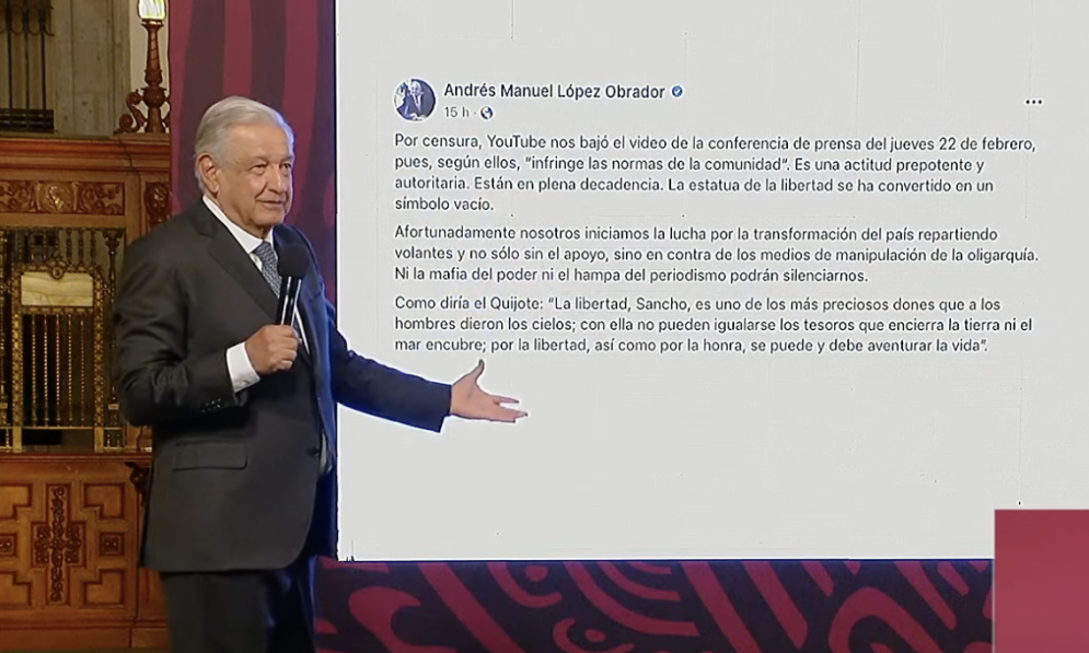 AMLO acusa que Youtube en México está tomado por “conservadores”