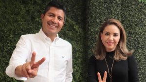 Sostienen reunión Eduardo Rivera y Paola Angón, alcaldes electos de Puebla y San Pedro