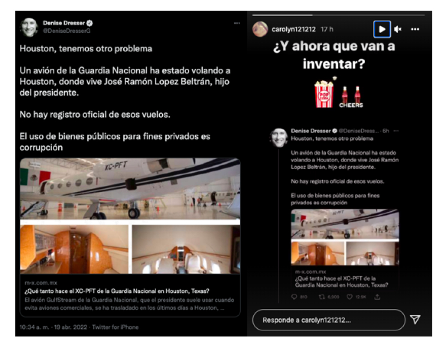 Carolyn Adams reacciona ante presunto uso de avión de la GN para José Ramón López Beltrán; ¿ahora qué van a inventar?