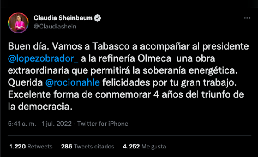 Sheinbaum se va de gira otra vez; acude a inauguración de Dos Bocas