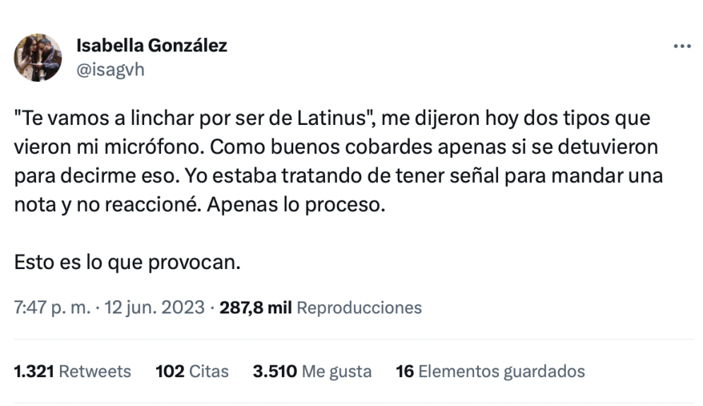 Reportera revela amenazas: “Te vamos a linchar por ser de Latinus”