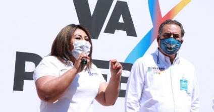 Genoveva Huerta y Humberto Aguilar en Cuautlancingo