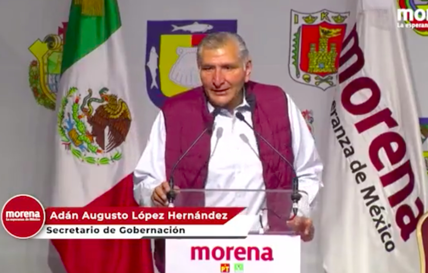 “Hay una dizque autoridad electoral que no nos quiere”, acusa Adán Augusto en encuentro con Morena