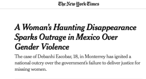Desaparición de mujeres en México llega a la portada del New York Times