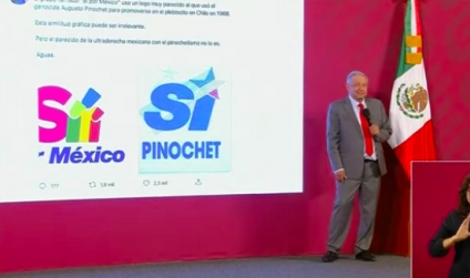 AMLO ve similitud con el logo de "Sí por México" y el de Augusto Pinochet