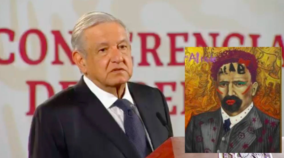 AMLO molesto por vandalizar fotografía de Madero en protesta de la CNDH; &quot;debemos guardarle respeto&quot;