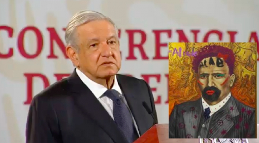 AMLO molesto por vandalizar fotografía de Madero en protesta de la CNDH; "debemos guardarle respeto"