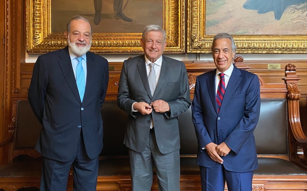 Carlos Slim, Andrés Manuel López Obrador y Miguel Rincón