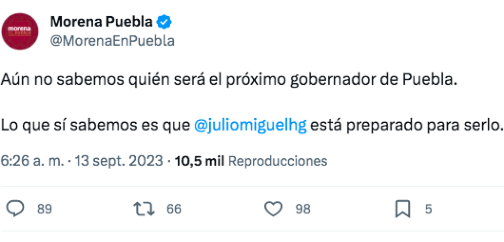 Usan redes de Morena para promocionar a Julio Huerta para 2024