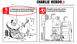 Charlie Hebdo se pitorrea de la presidencia de México en el Consejo de Seguridad de la ONU