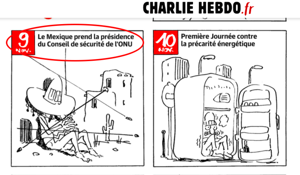 Charlie Hebdo se pitorrea de la presidencia de México en el Consejo de Seguridad de la ONU