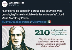 Publicación original de la cuenta de Twitter de la SENER