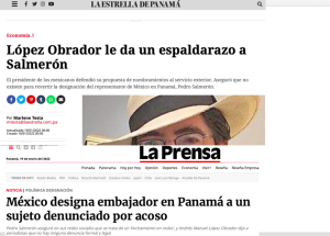 Prensa Panameña cuestiona nombramiento de Pedro Salmerón hecha por AMLO