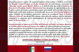 Morena se deslinda de las juventudes en Edomex que respaldan guerra desatada por Rusia