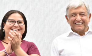 Citlalli Hernández y Andrés Manuel López Obrador 