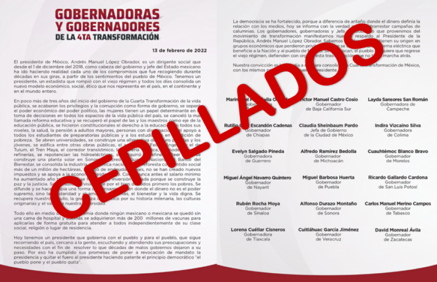INE cepilla desplegado de gobernadores de la 4T; tendrán que retirar sus expresiones de apoyo a AMLO