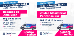 Del 16 al 25 de enero la unidad de predial móvil estará en colonias de la capital