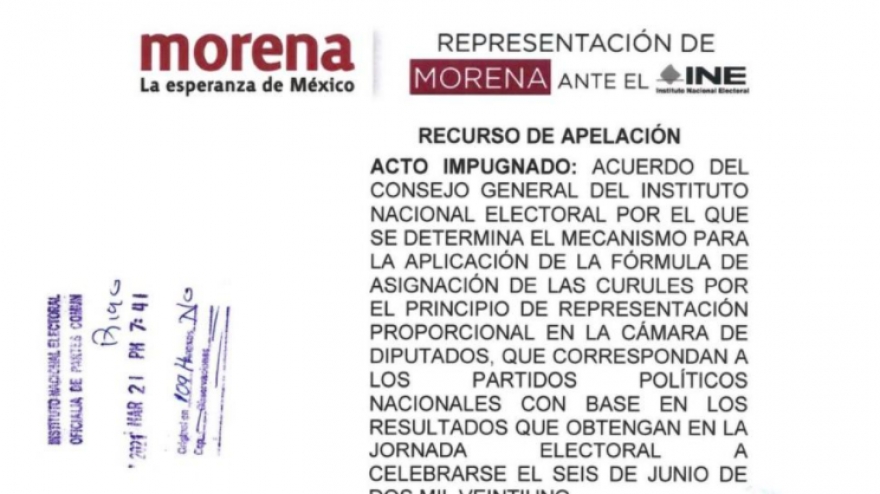 Morena impugna ante el TEPJF acuerdo del INE de sobrerrepresentación en diputados pluri