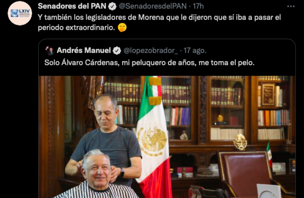 Senadores del PAN trolean a AMLO: le dijeron que sí iba a pasar el periodo extraordinario