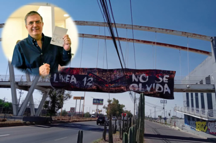 Reciben a Ebrard en Aguascalientes con mantas y reclamos: “la L12 no se olvida”