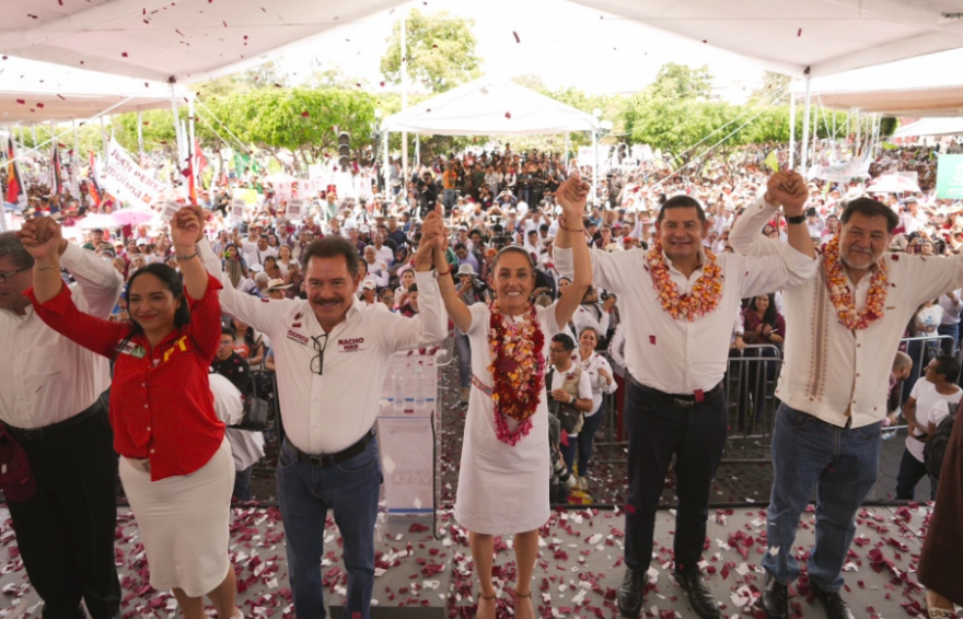 Armenta inicia su campaña acompañado de Sheinbaum en Izúcar de Matamoros